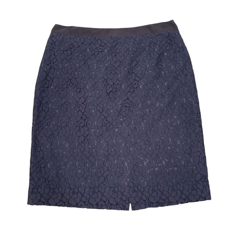 J Crew 8 Navy The Pencil Skirt Dark Blue Lace Medium Dress